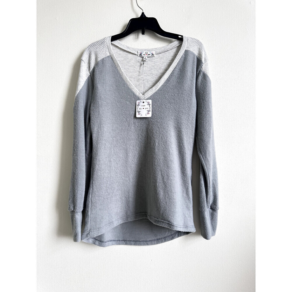 Poof New York Women's V neck Sweater Soft Pullover Size S in